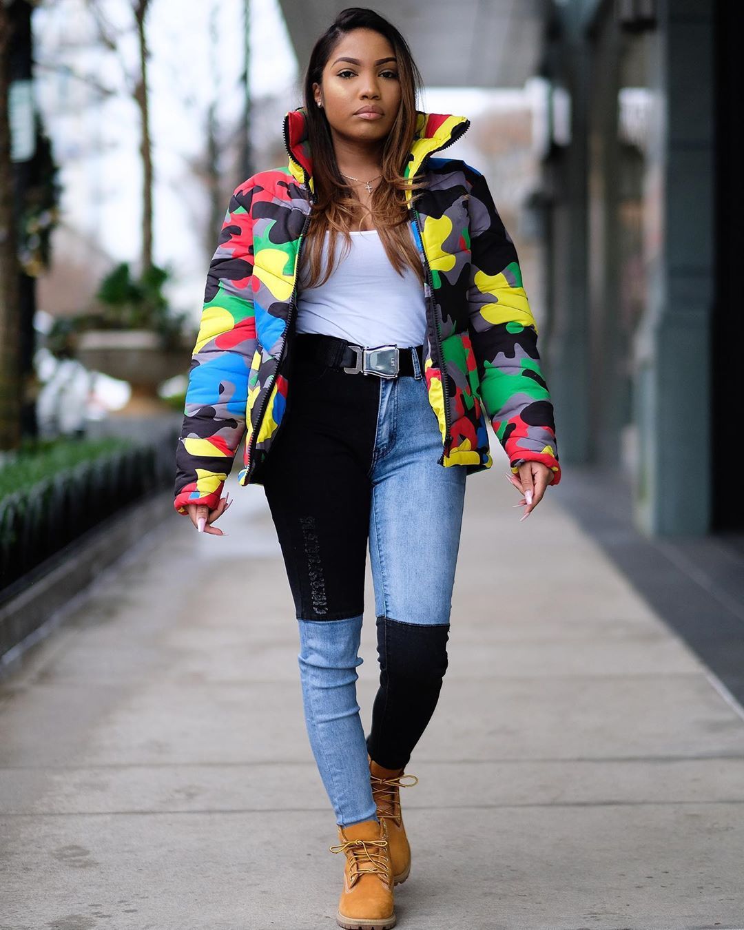 Women Clothing Wearable Colorful Camouflage Printing Dyeing Bread Coat down Jacket Cotton Padded Jacket