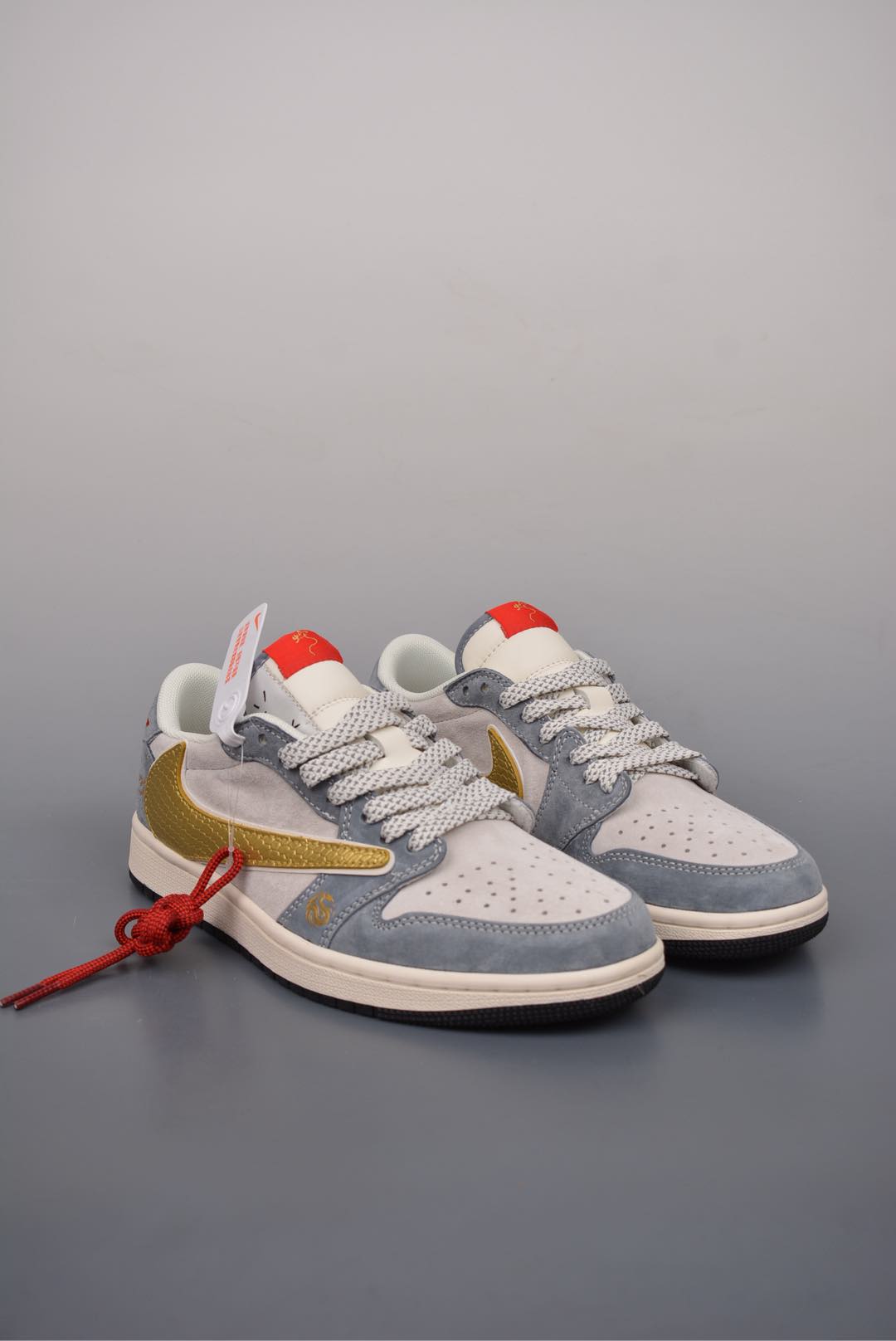 Travis Scott x Nike Air Jordan 1 Low Year of the Snake Grey Blue Gold XZ2025-288