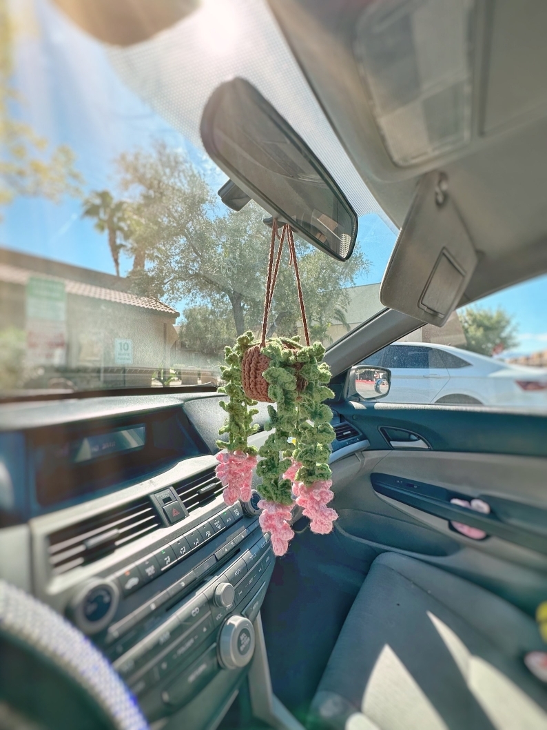 ON SALE🔥Crochet Pink and Purple Vine Botanical Charms, Women's Car Accessories