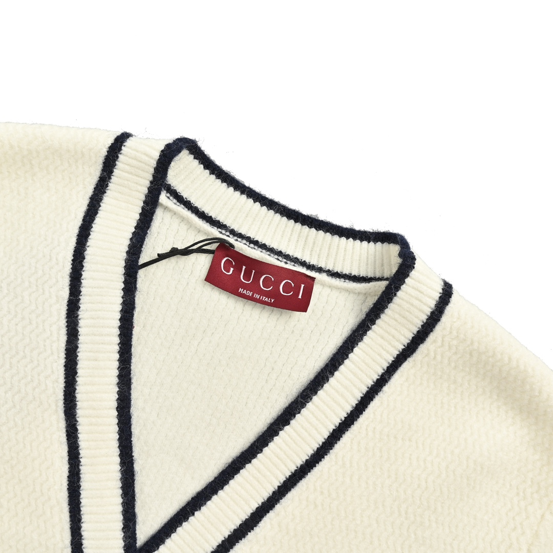 Gucci 24Fw colorblock striped cardigan with Double G embroidery