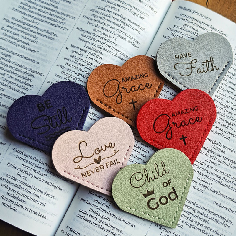Bible Quote Leather Heart Page Corner Bookmark