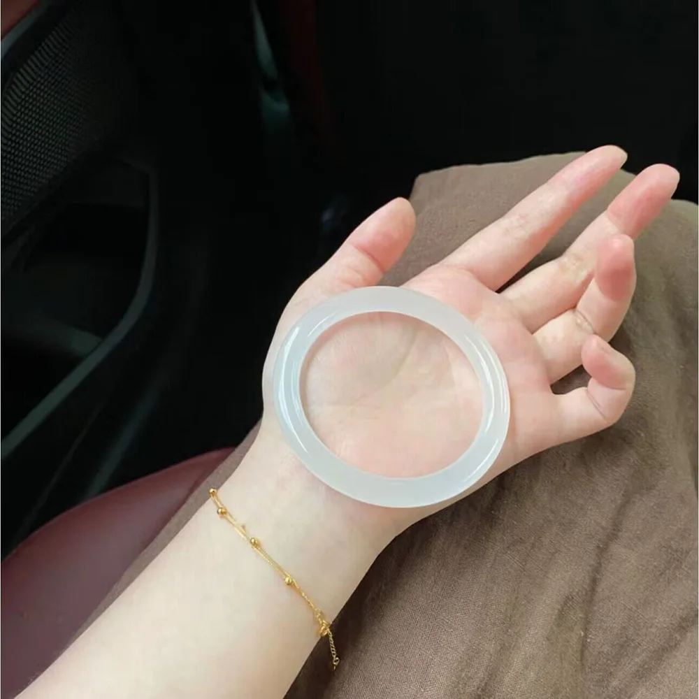 Natural White Jade Bangles For Women 8mm Round Agate Bracelet High Quality Fine Jewelry Ladies Gift Items With Fee Shipping