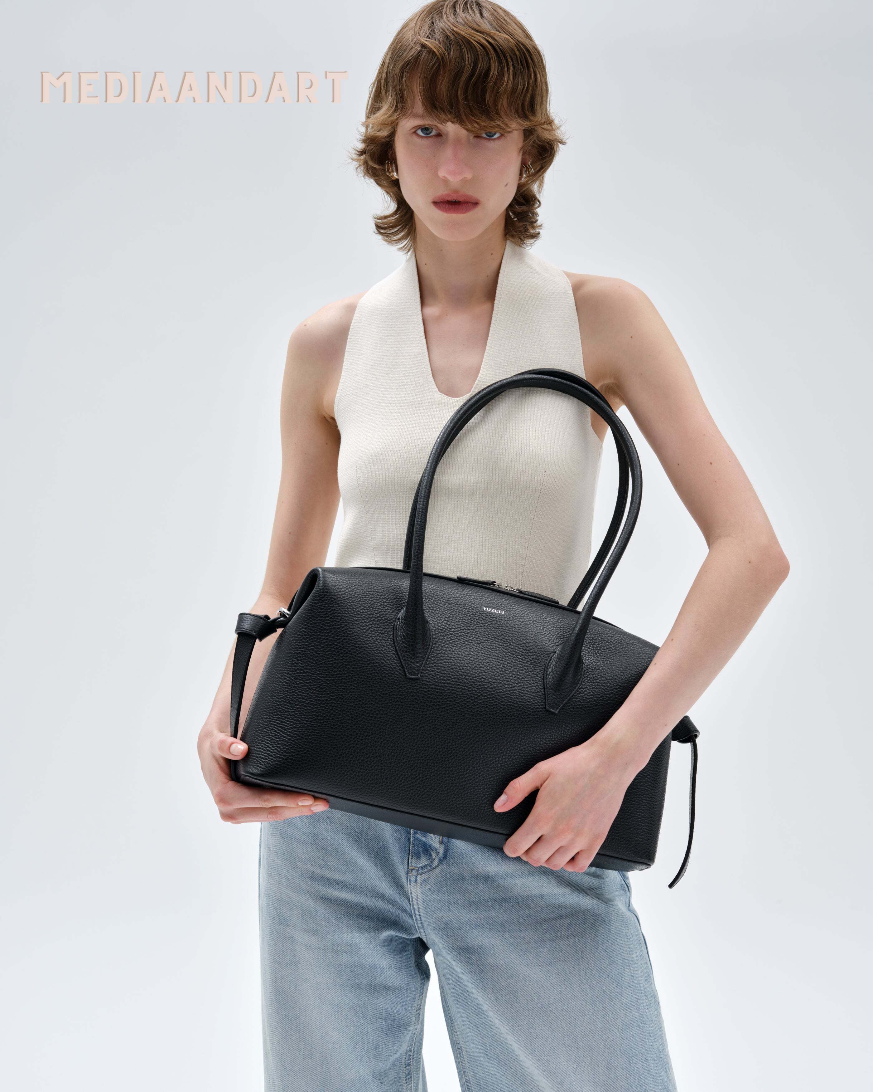 BRIOCHE DUFFLE - BLACK PEBBLE GRAINED LEATHER