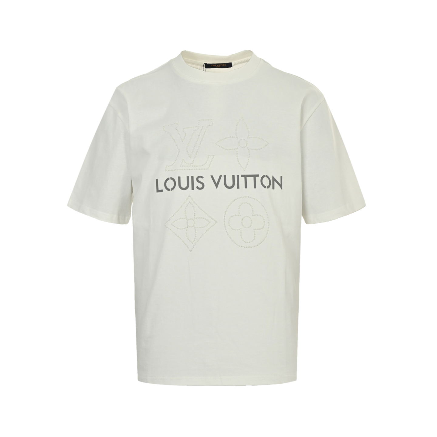 Louis Vuitton 25ss pearl hot diamond logo reflective letter print short sleeve