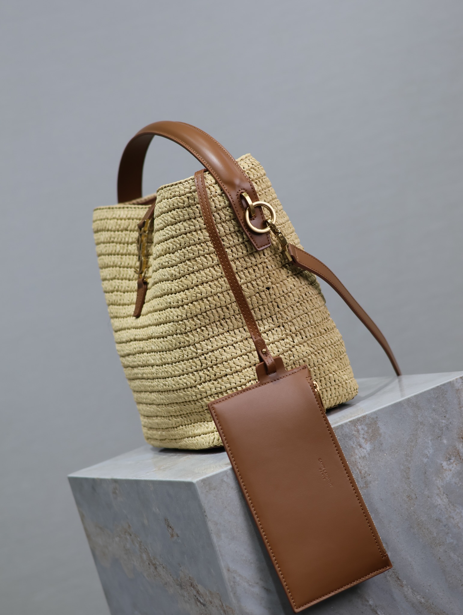 Yves Saint Laurent LE 37 woven bucket bag 742828