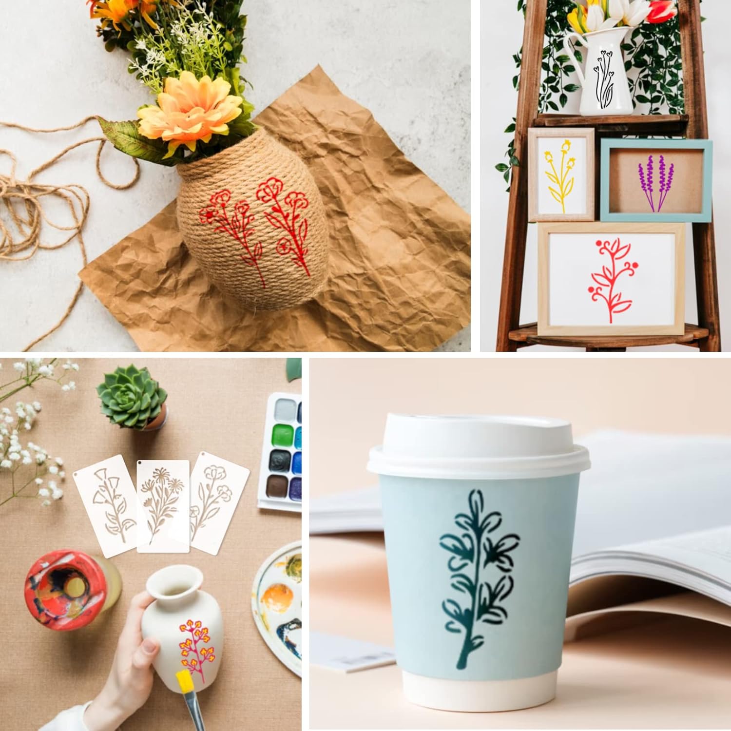 💐🌸 Reusable Botanical Flower Stencils 🏠