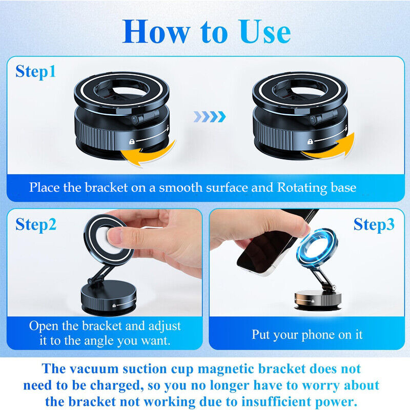 🔥🔥2025 Hot Sale📱📱360° Adjustable Magnetic Vacuum Suction Cup Phone Holder