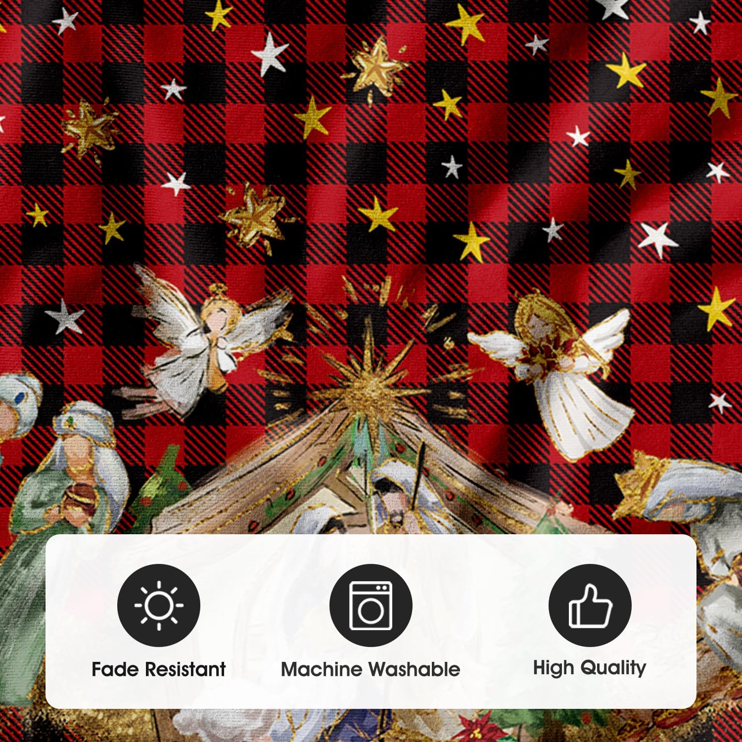 🎄What a Great Gift!🎅Nativity Christmas Tree Skirt, Jesus Christian Winter Holiday Tree Mat Decoration-Buy 2 Free Shipping