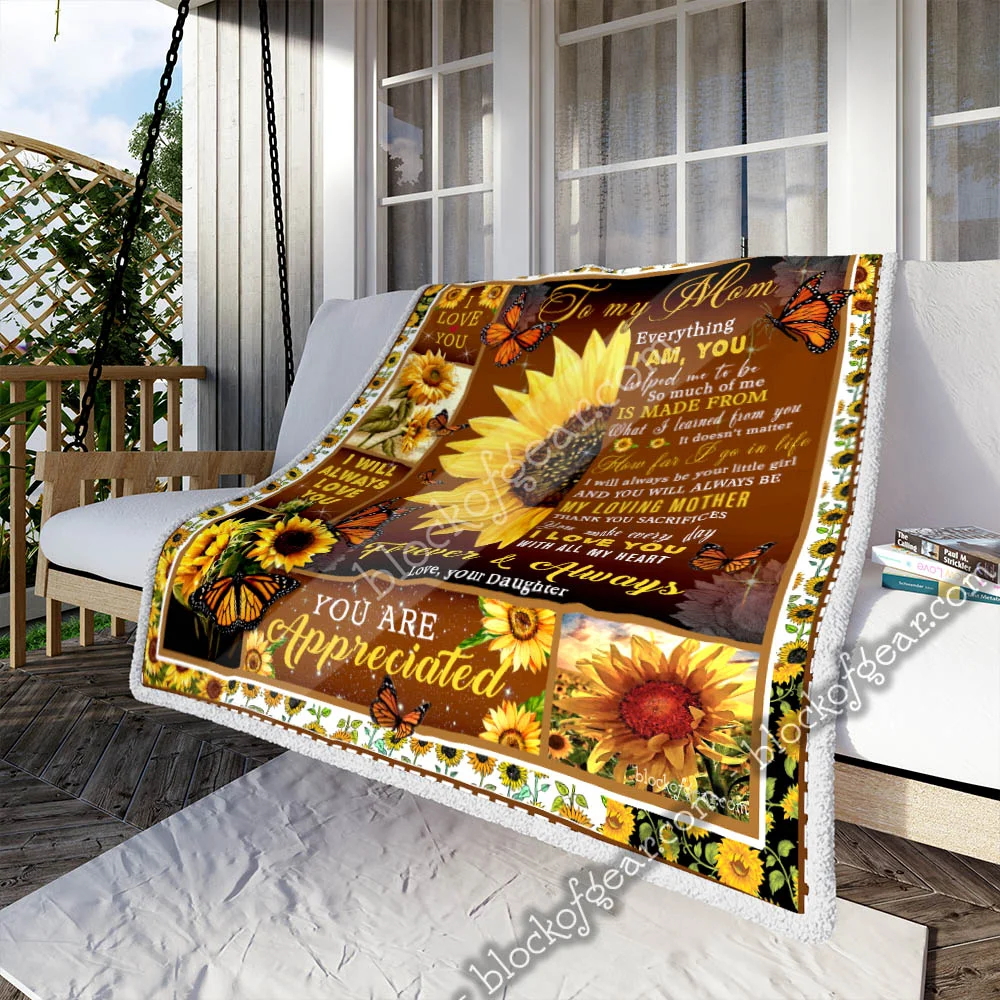 To My Mom, Butterfly Sunflower Sofa Throw Blanket THN1888