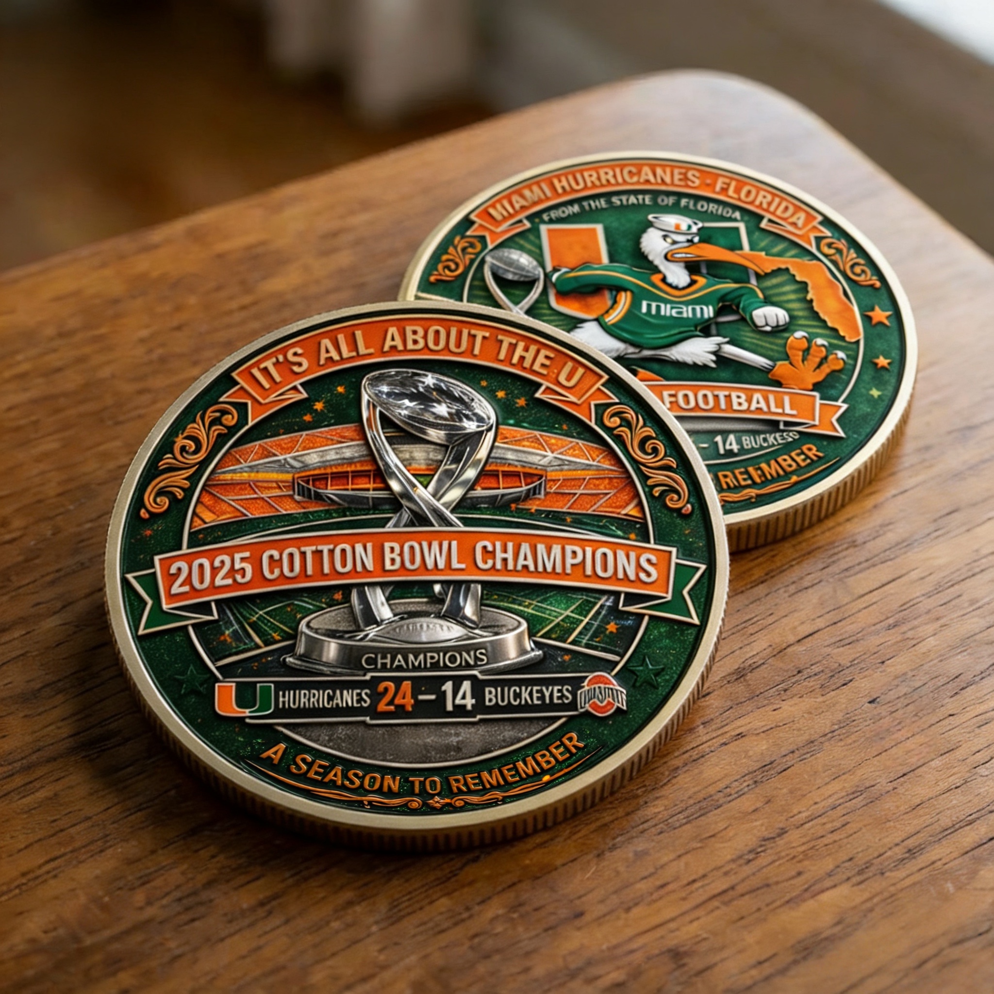 Miami Hurricanes 2025 Cotton Bowl Champions Coin
