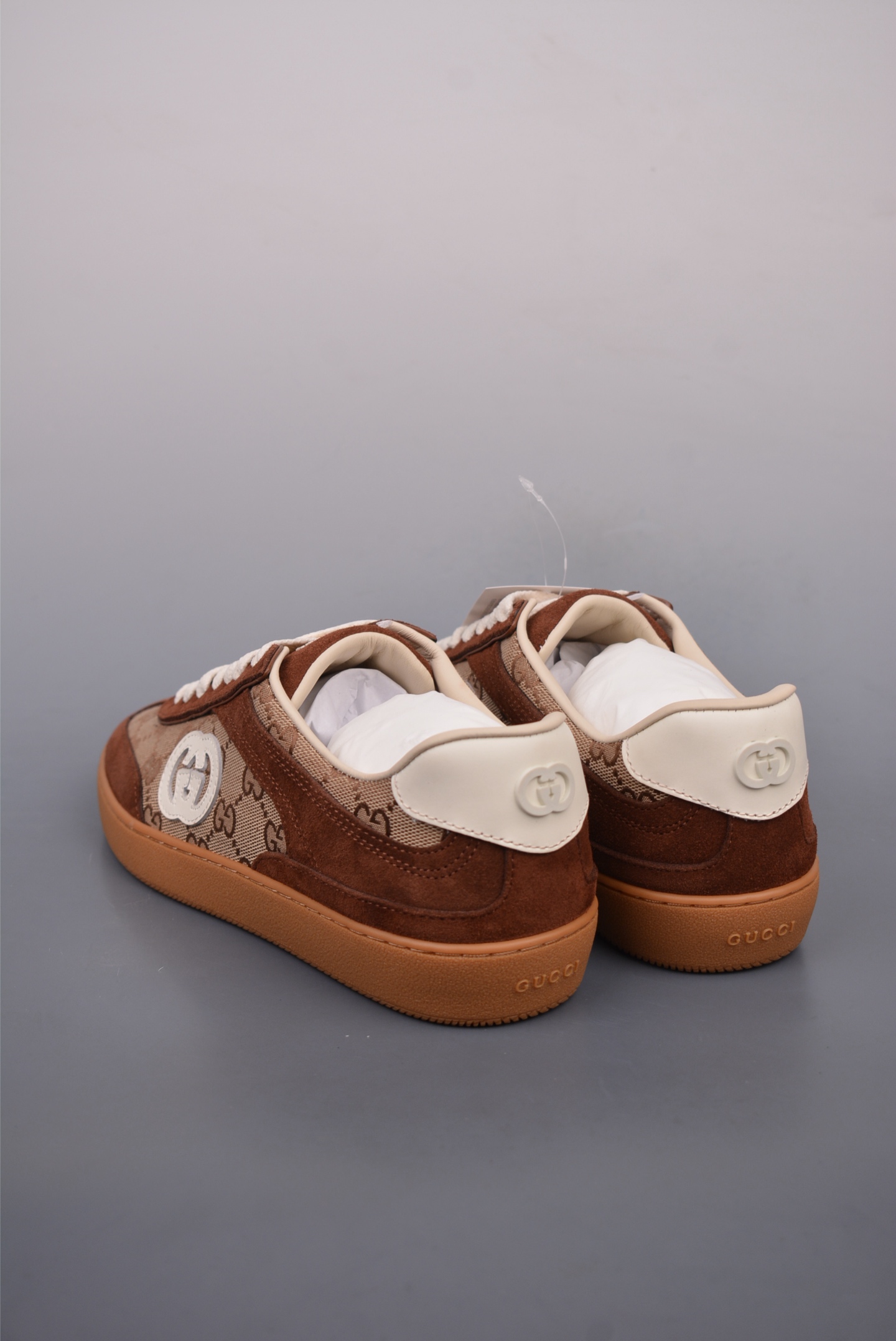 Gucci Interlocking G Suede Sneaker G74 Dark Brown Print
