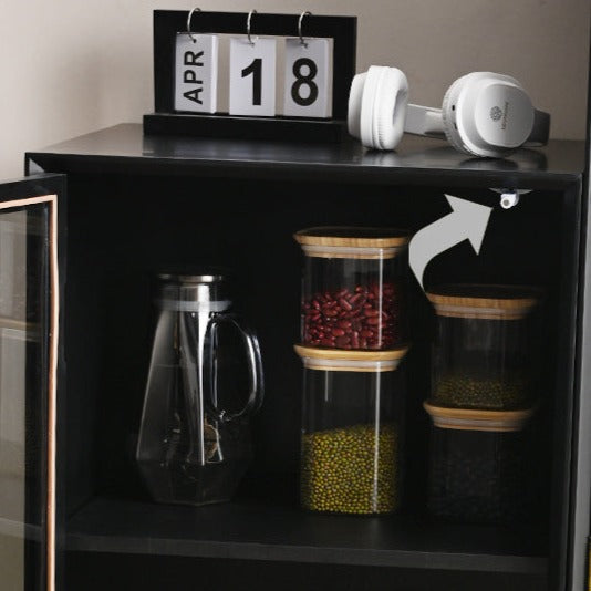 ELLE SWEDEN Glass Display Bookcase Solid Wood ( 4 Colour 2 Size )