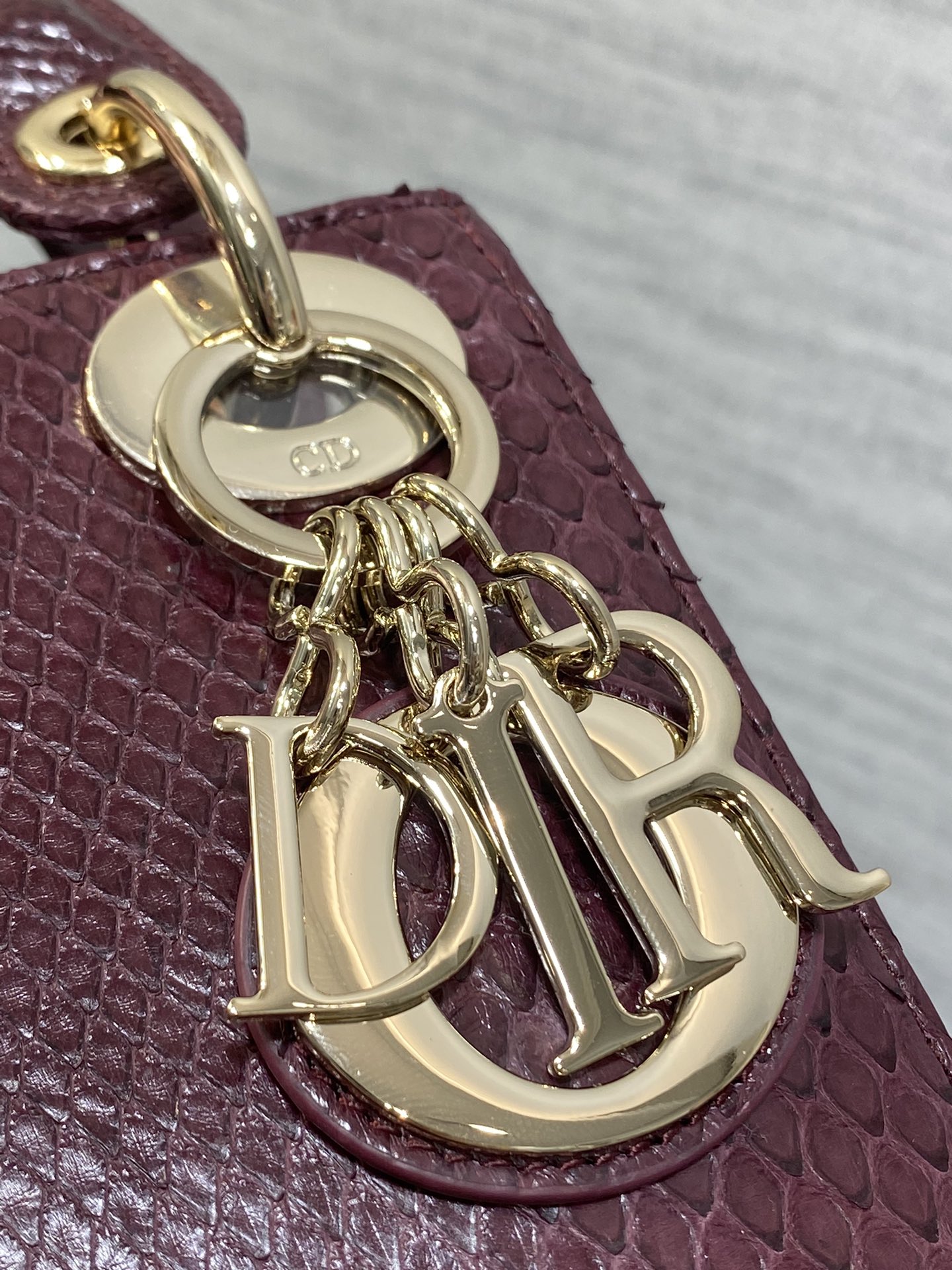 Dior Lady three-grid rare snakeskin Princess Diana bag