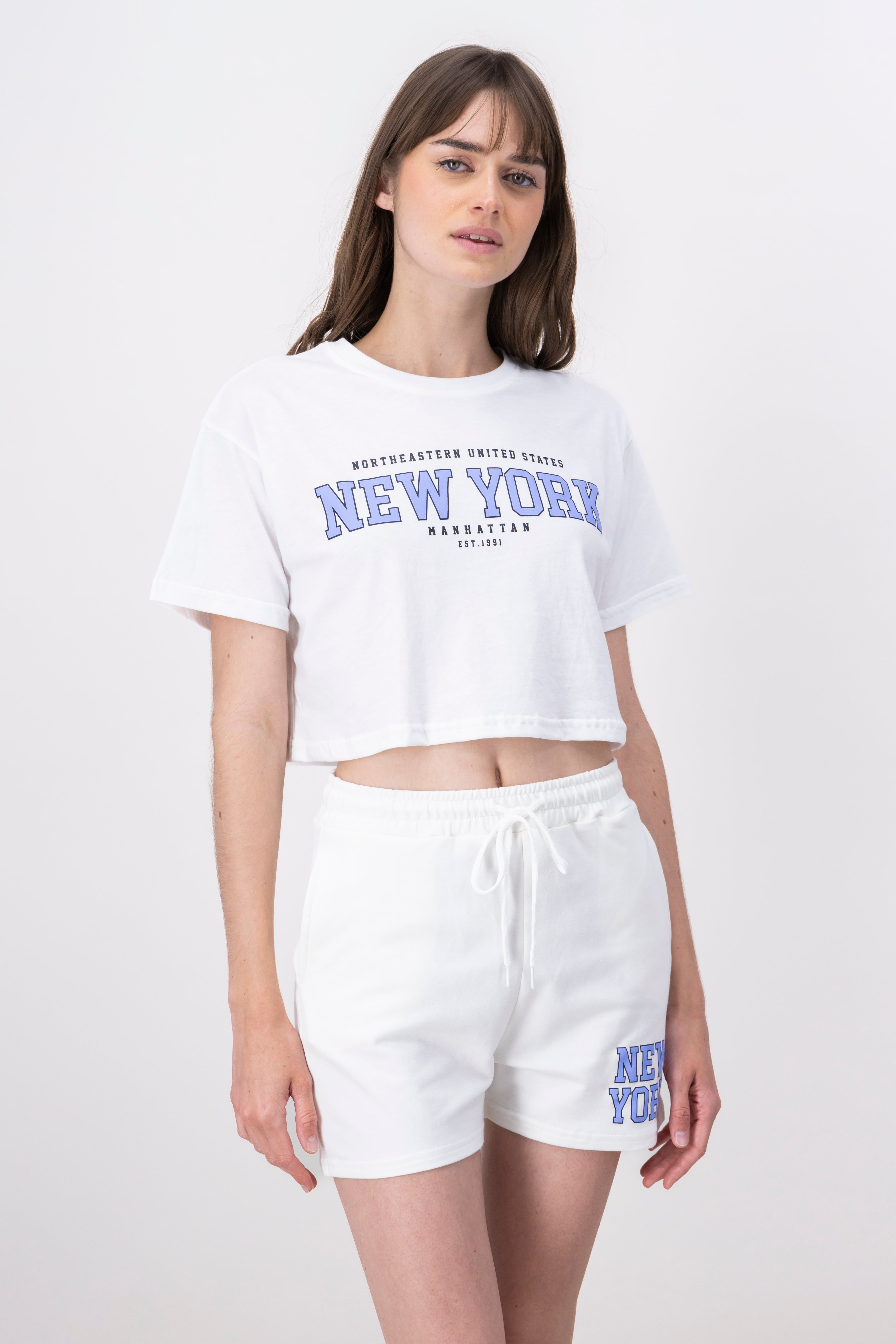 New York print crop top