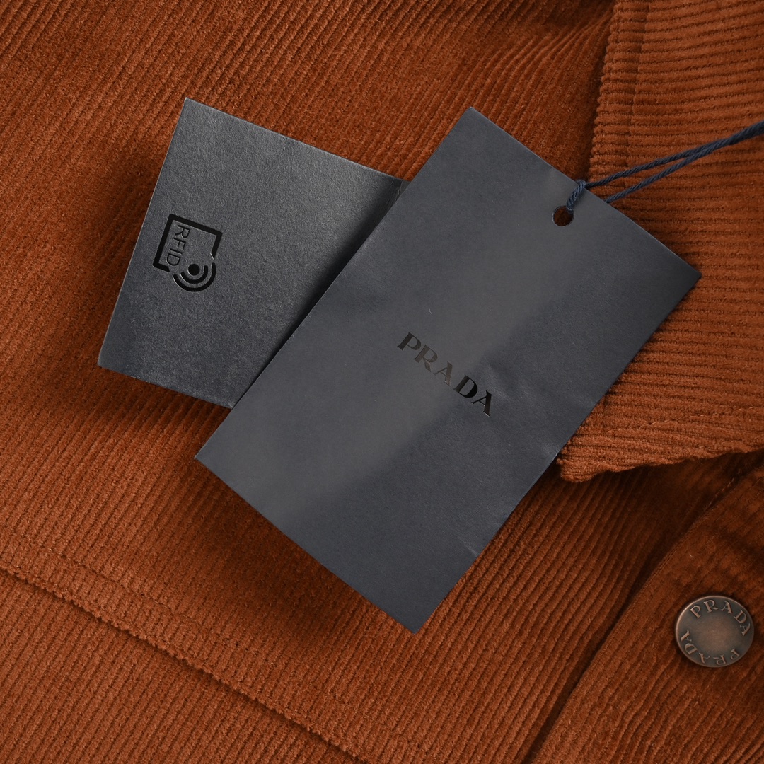 Prada 24Fw triangle logo corduroy shirt jacket