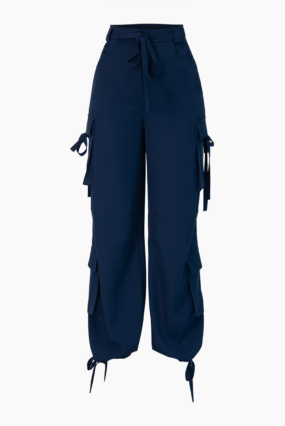 Pantalon cargo liso con cintas