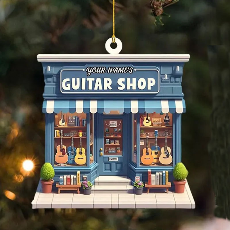 Personalized  Guitar Shop Christmas Ornament