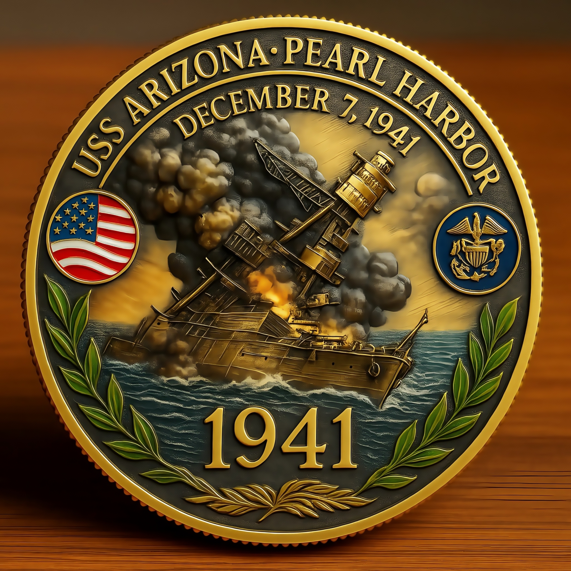 LOU CONTER LAST SURVIVOR USS ARIZONA PEARL HARBOR 1941 MEMORIAL CHALLENGE COIN