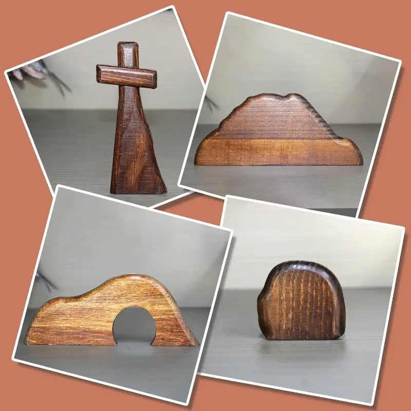 ✝️✝️Cross Easter scene wooden decoration