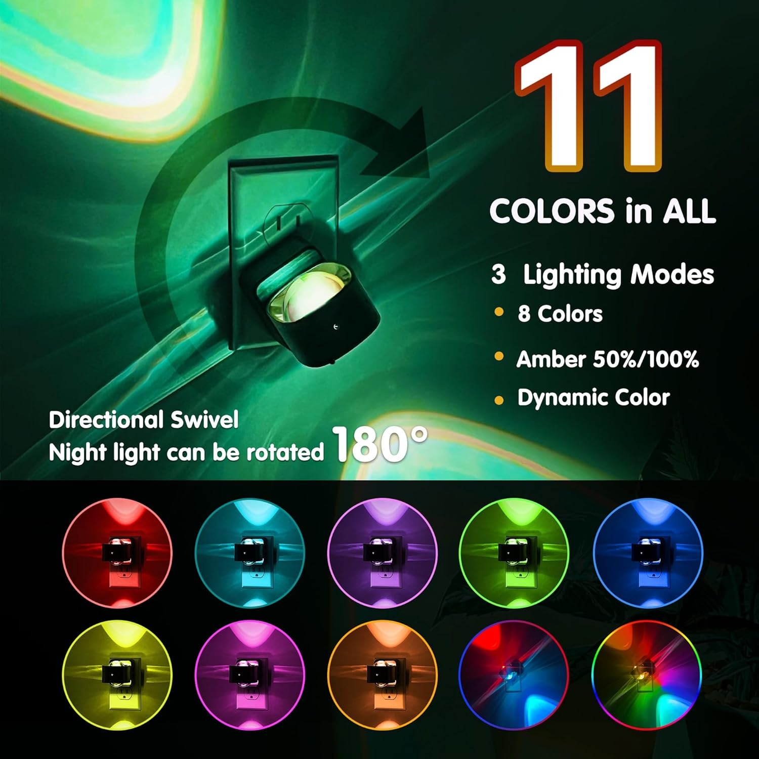 LED Night Light Projector with Sensor Dusk to Dawn