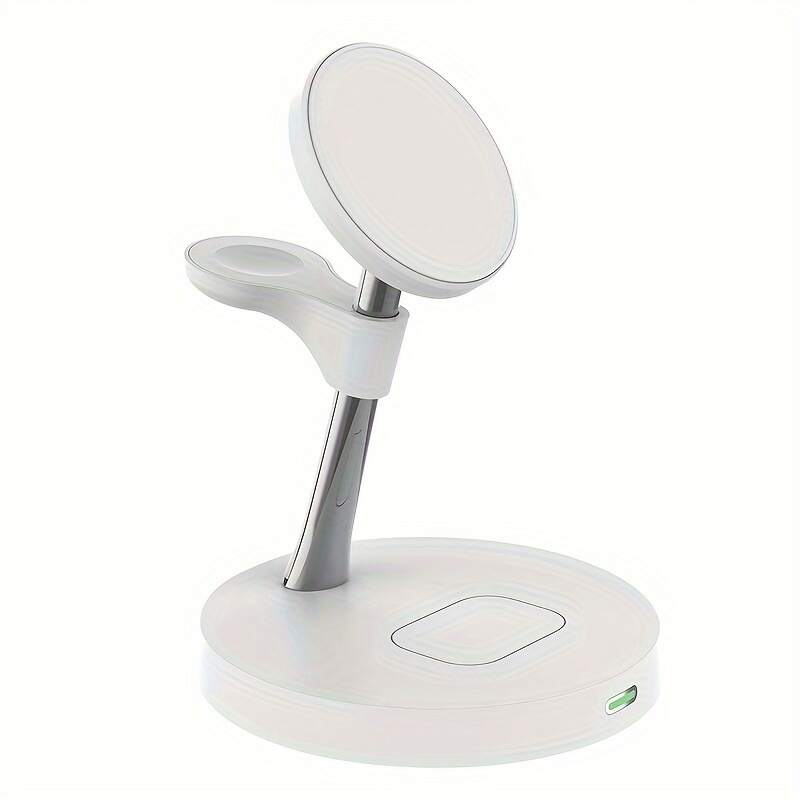 [Qi Wireless Charger] Qi 15W Magnetic 3 In 1 Wireless Charger Stand | Fast Charging Dock Station For iPhone 15 14 13 12, iWatch 9 8 7, Phone S24 S23 S22 And Galaxy Watch 6 5 With 3 Level Night Light
