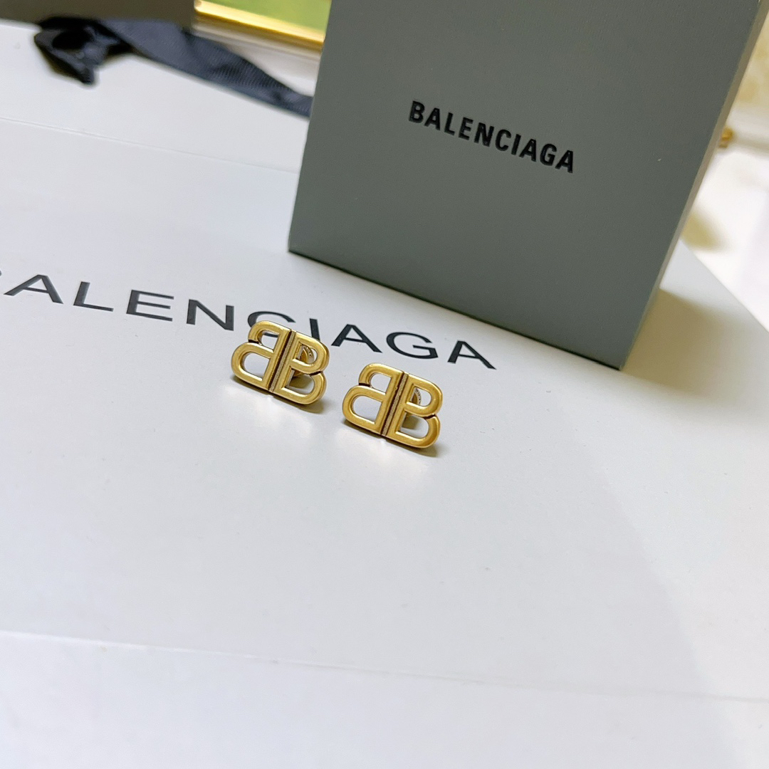Balenciaga BB gold-tone earrings