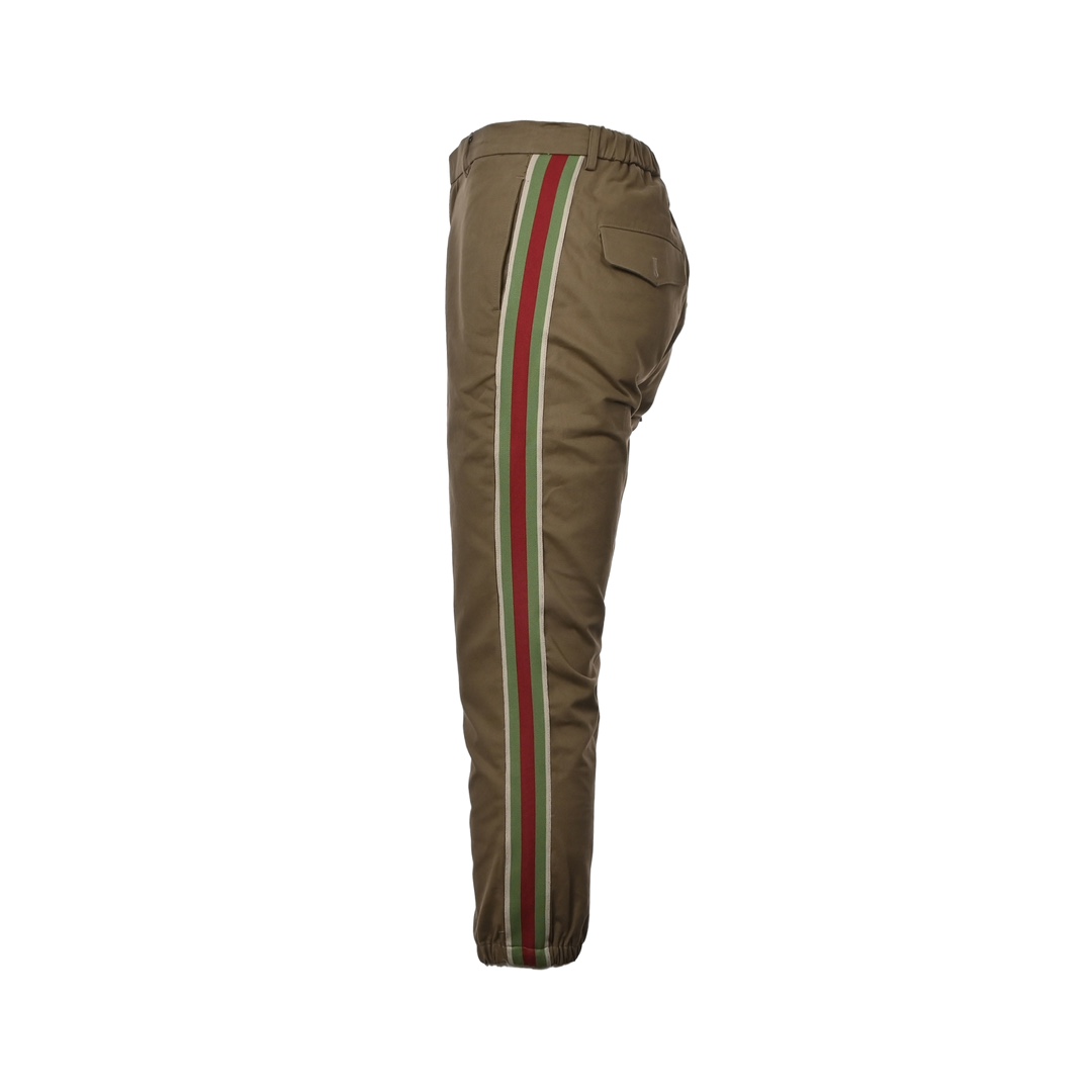 Gucci Khaki Web Cotton Trousers