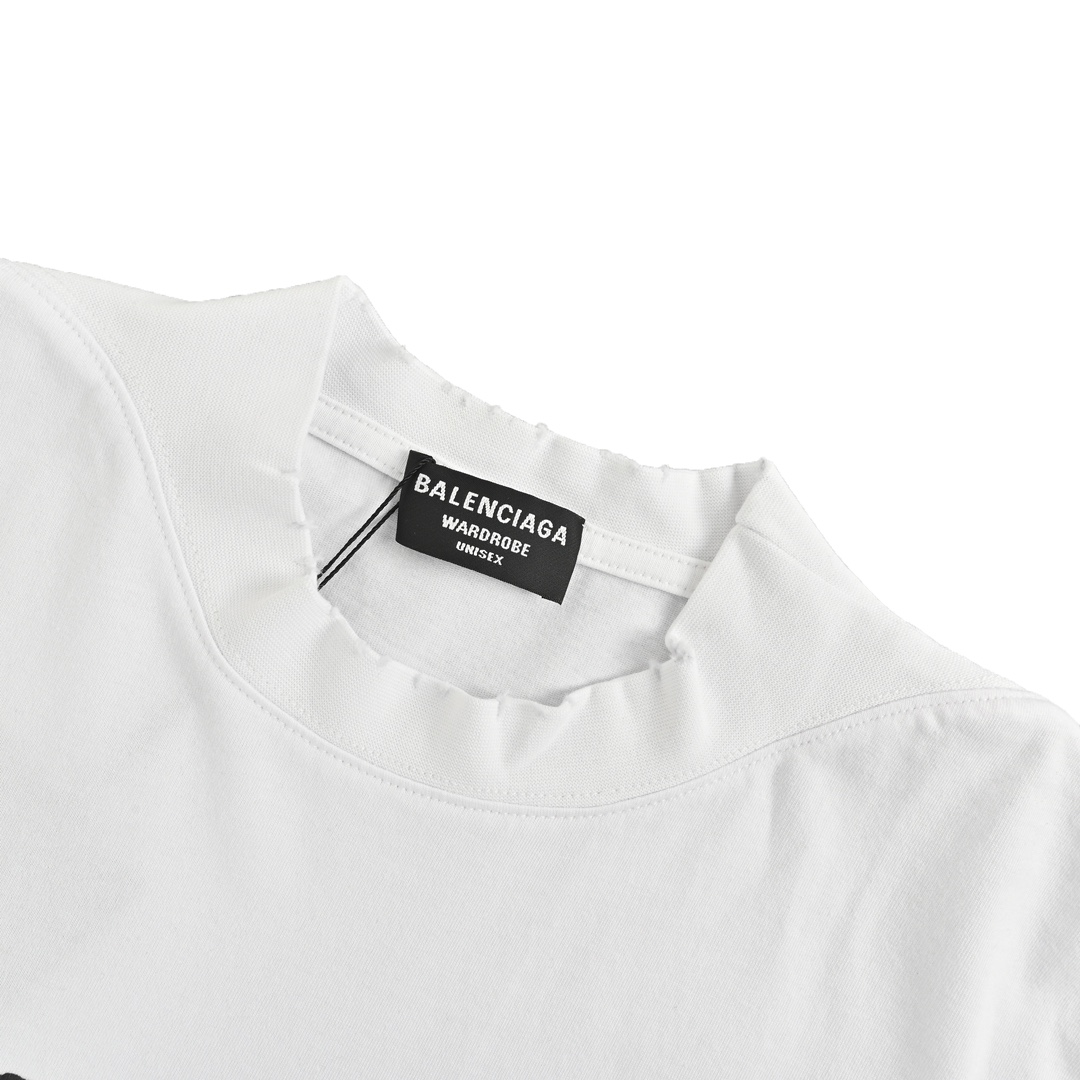 Balenciaga No Comments Cracked Print Ripped Short Sleeves
