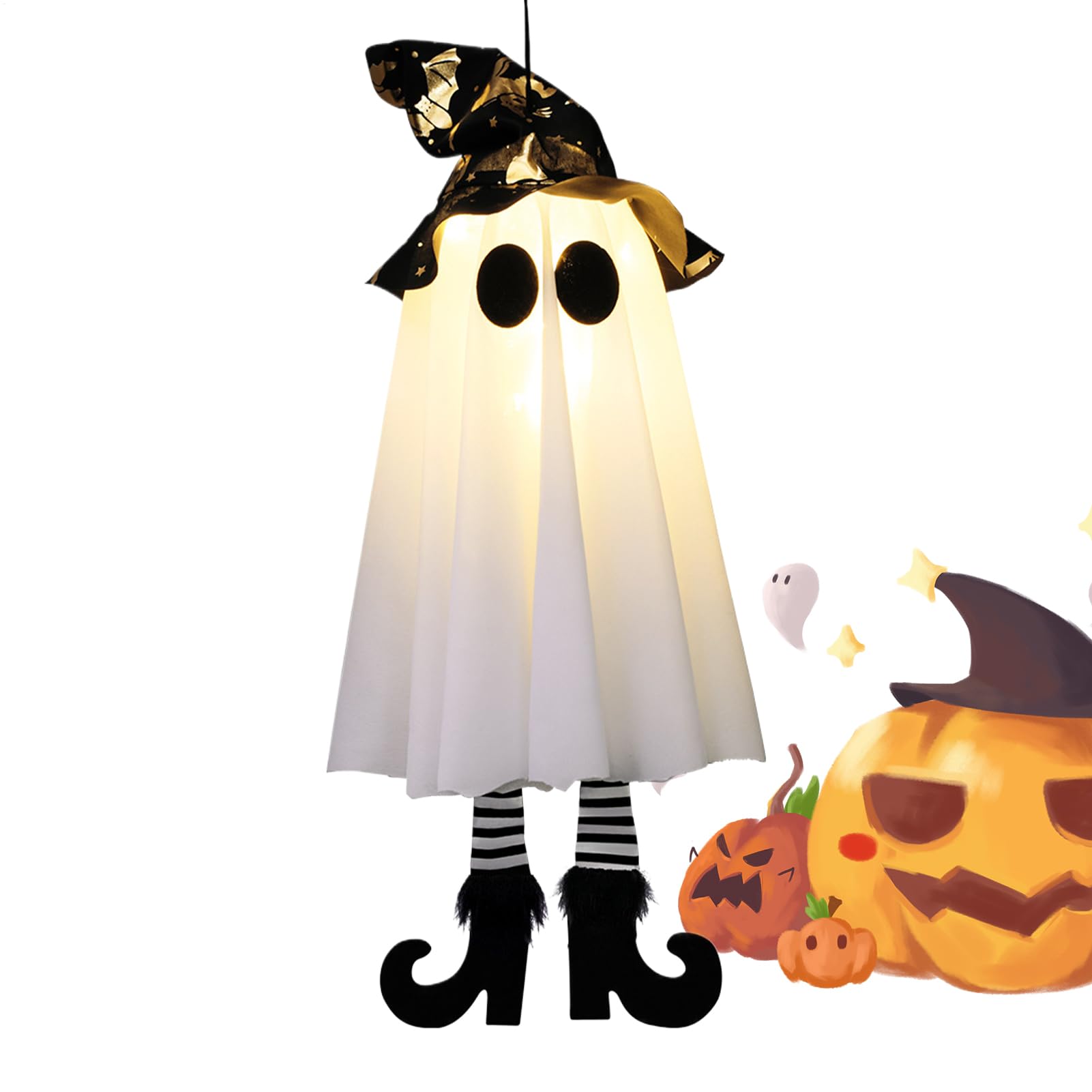 💥ON SALE💥Halloween Hanging Ghost Witch Hat Light – Outdoor Glowing Decor 👻✨
