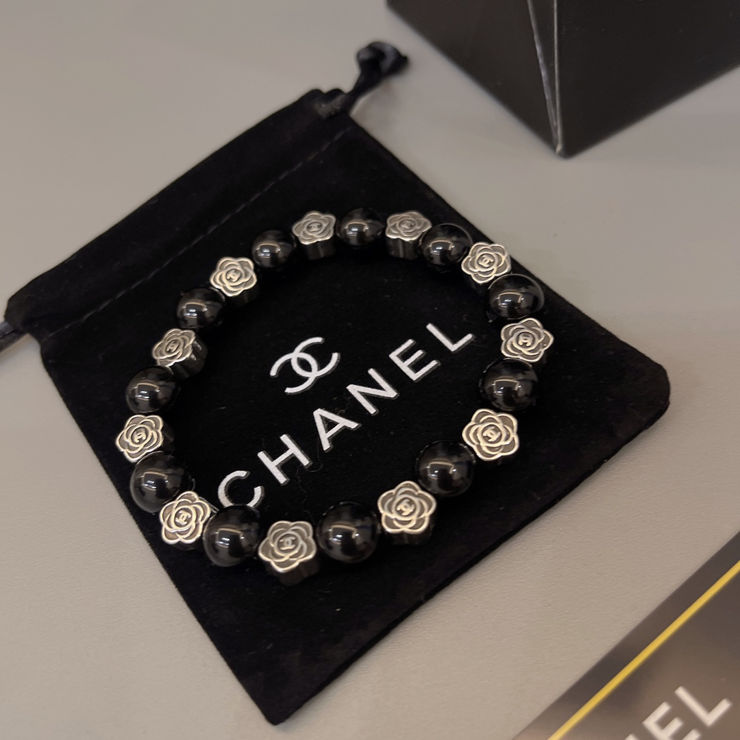 Chanel obsidian distressed bracelet