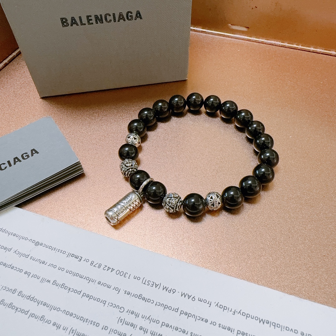 Balenciaga Natural Obsidian Thai Silver Style Bracelet