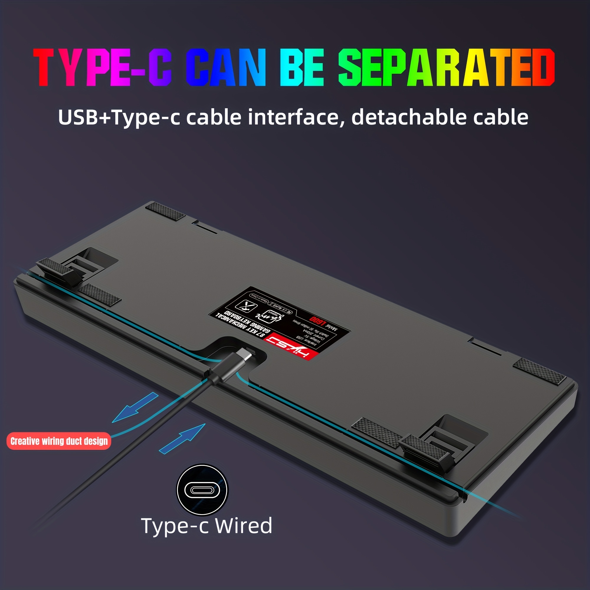 Compact 87-Key Mechanical Gaming Keyboard with Red Switches & Custom PBT Dye Sublimation Keycaps