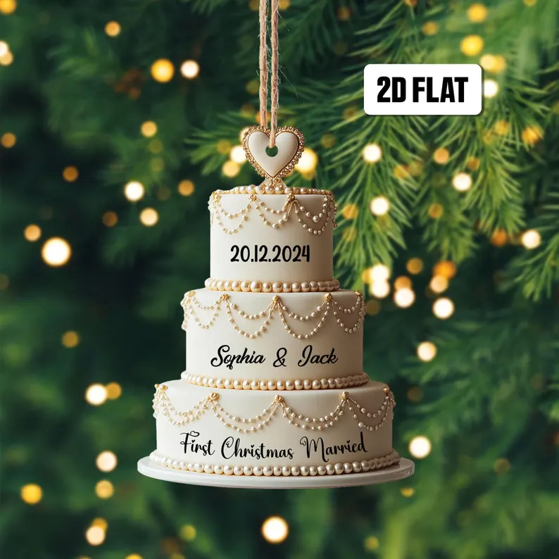 Personalized Wedding/Birthday Cake 2D Flat Ornament