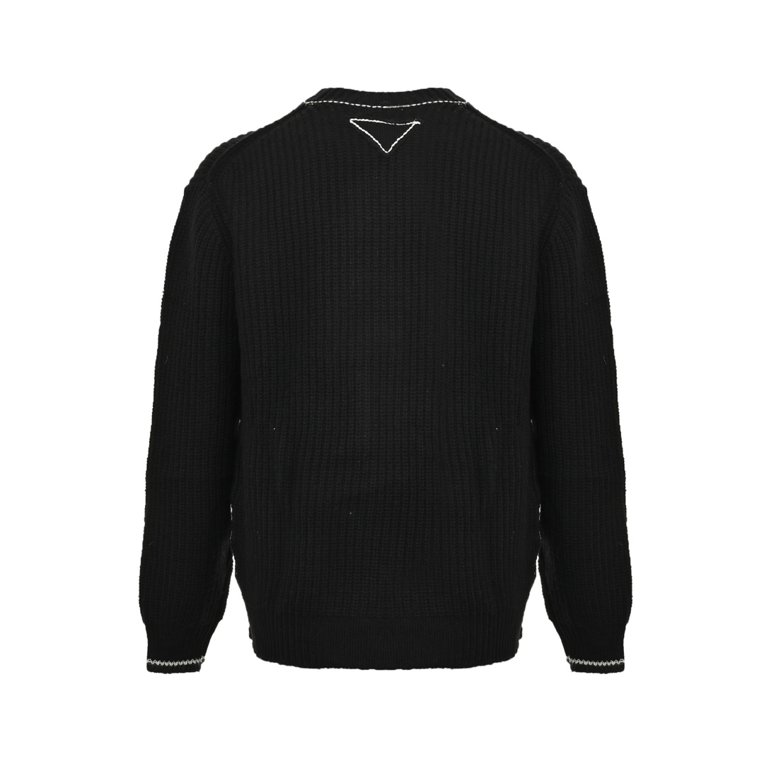 Prada 24Fw chunky white crew neck sweater