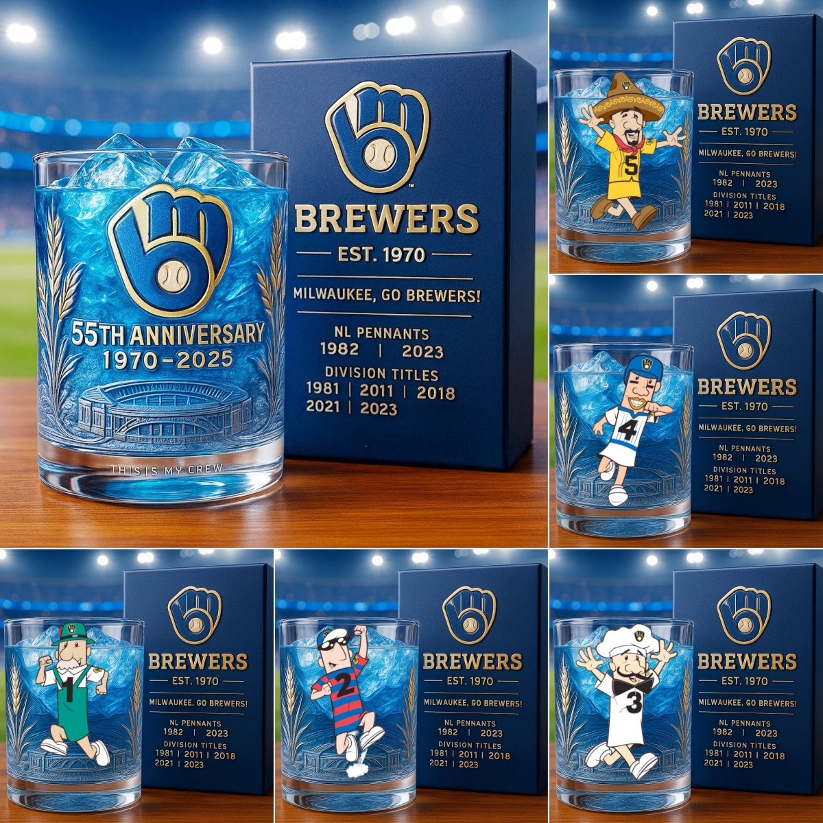 Milwaukee Brewers 55th Anniversary Collectible Glass