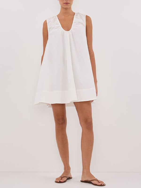 Women's White Cotton Mini Dress