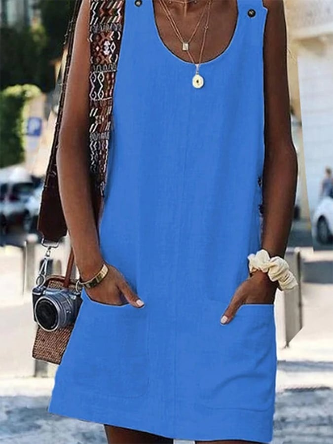 Women's Pure Color Strap Dress