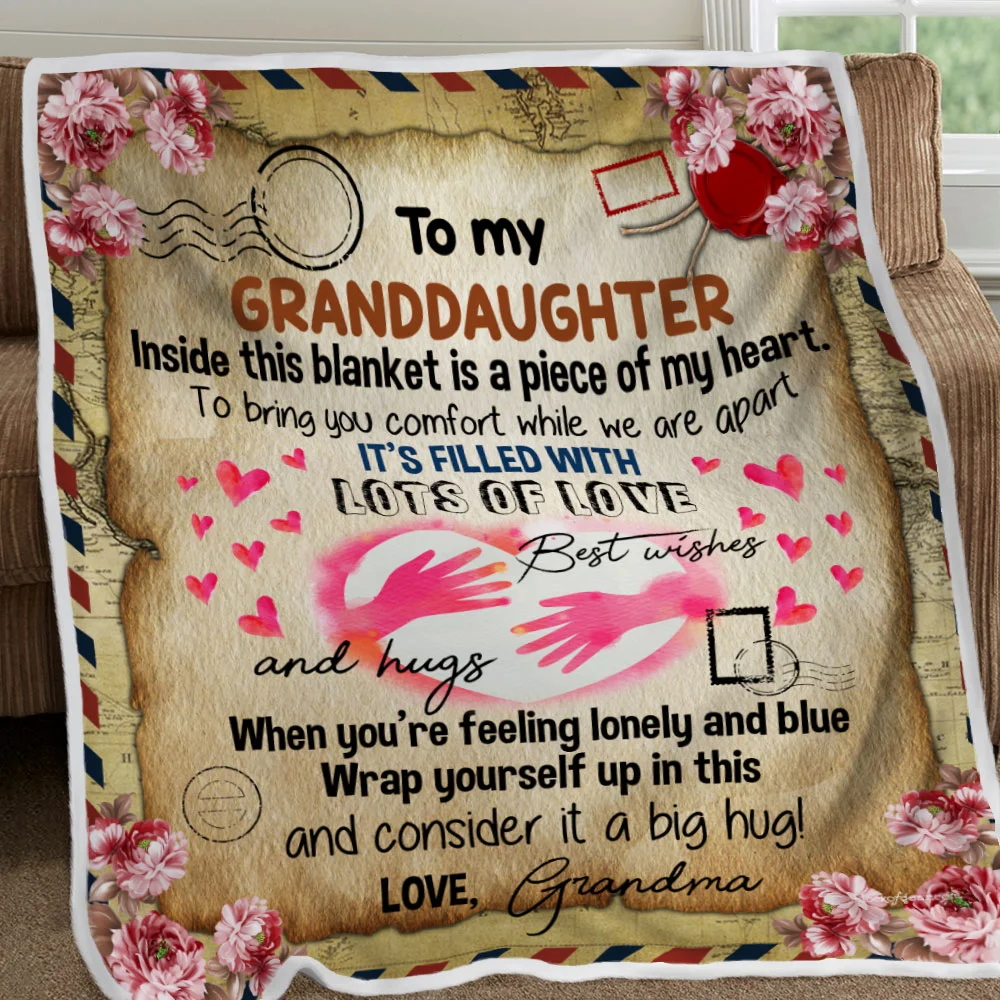 Grandma To Granddaughter, Inside This Blanket Is A Piece Of My Heart, Sofa Throw Blanket