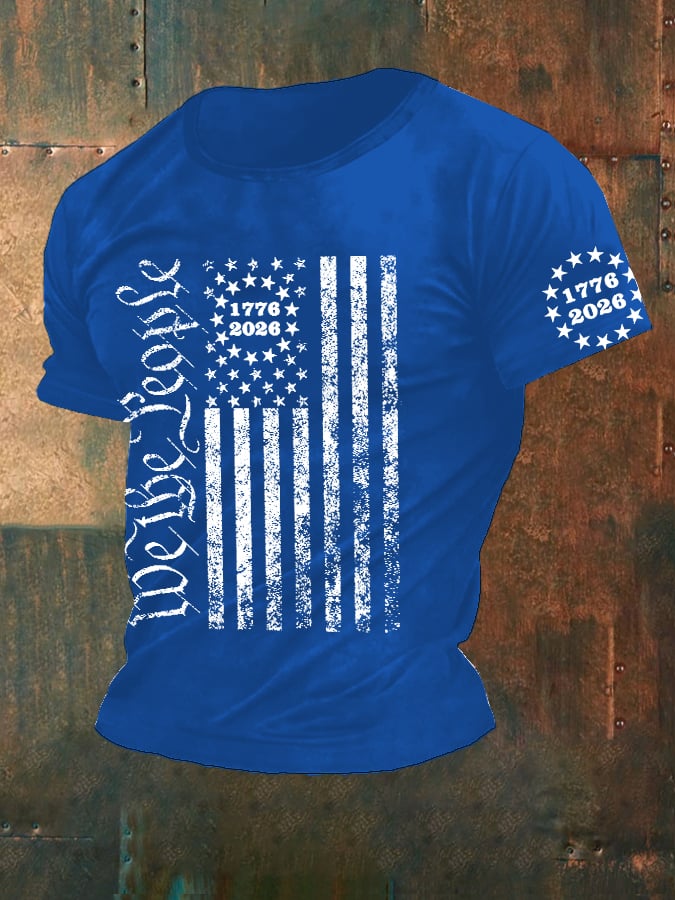 Men'S Retro 1776 - 2026 We the People American Flag Print T-Shirt