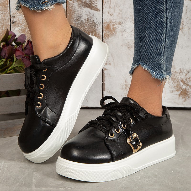 Women's Casual Lace Lightweight Round Toe Platform Loafers