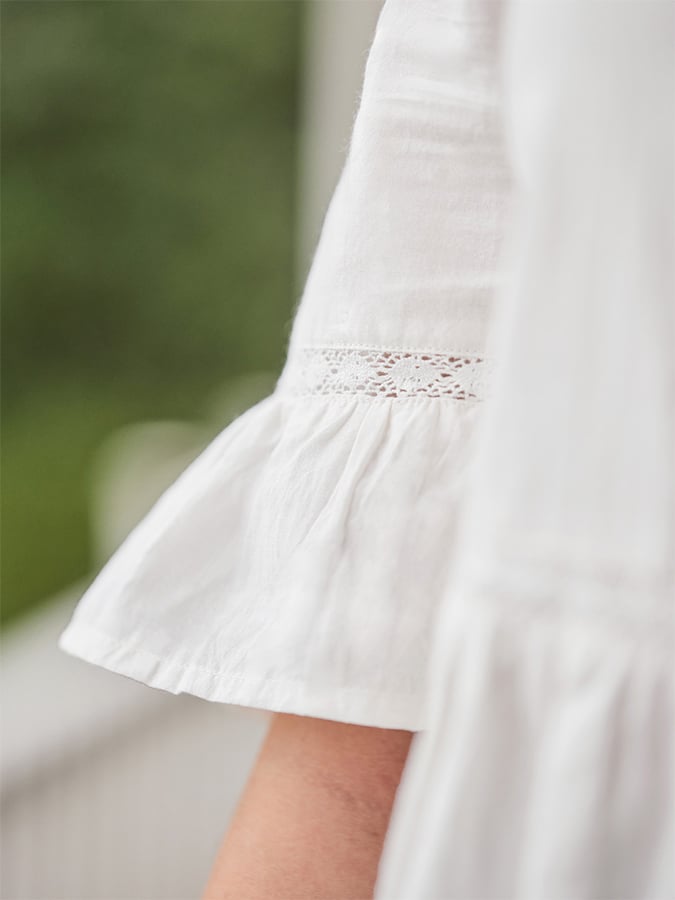 Women's Solid Color Cotton Patchwork Top