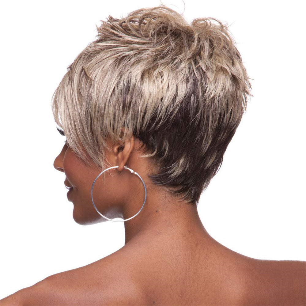 Luna Wigs Short Pixie Cut Blonde White Wig Style for African American Women