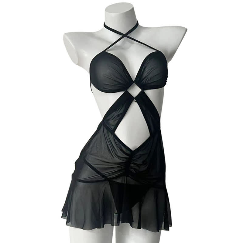 Sexy Hollow Out See-through Lingerie Dress
