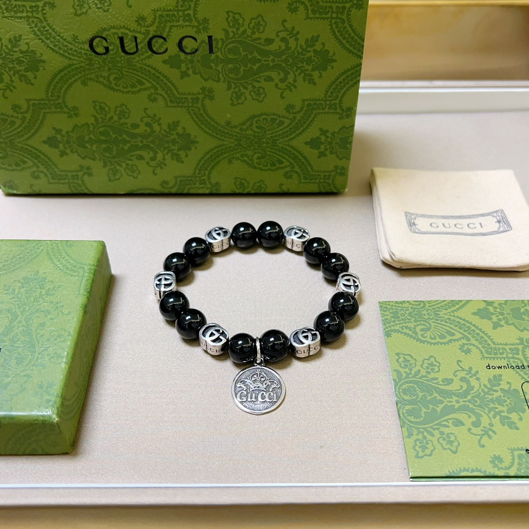 Gucci Black Onyx Crystal Bracelet
