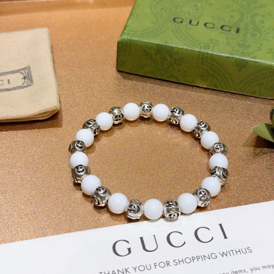 Gucci natural stone distressed bracelet