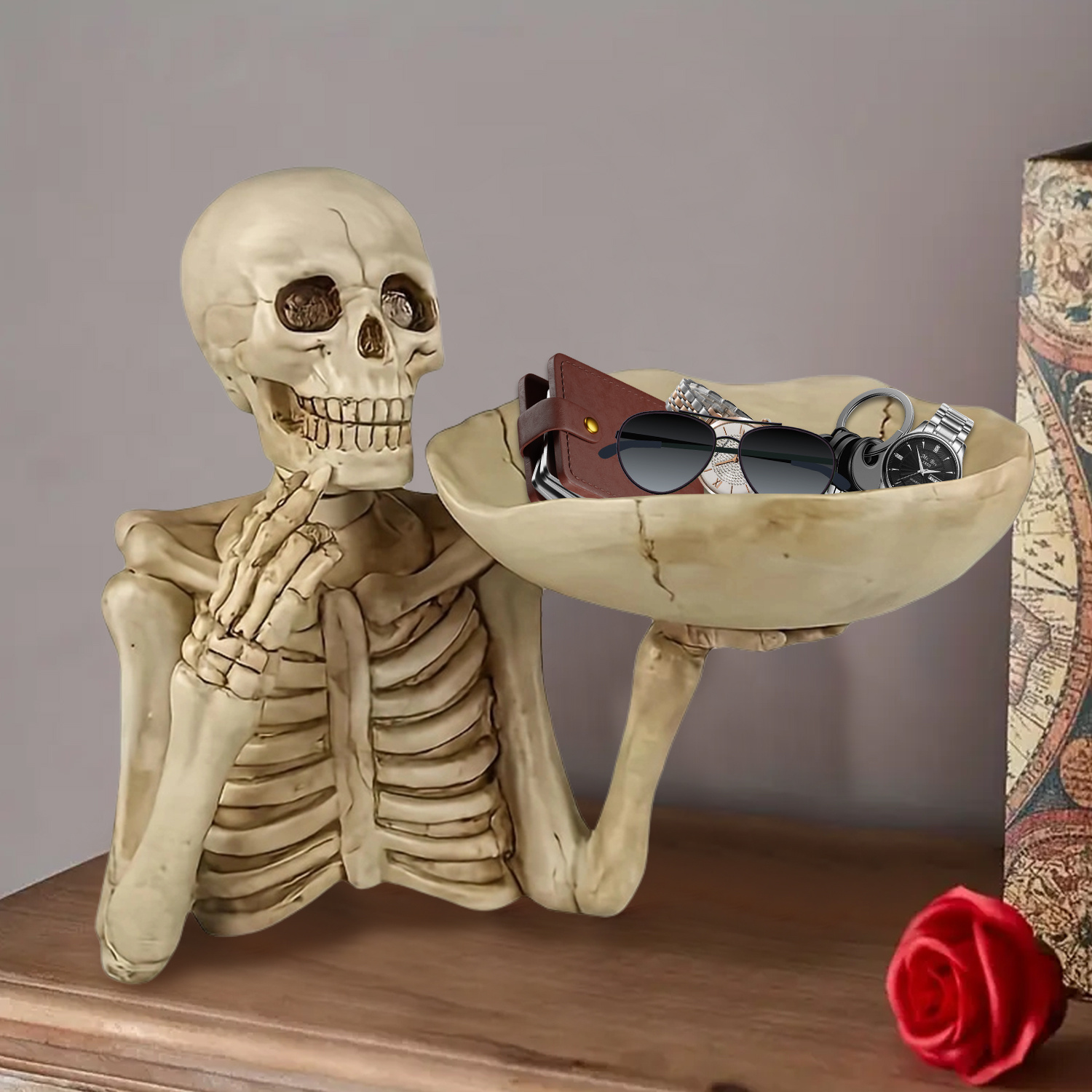 🔥HOT SALE🔥Halloween Skull Tray Ornament with Bowl