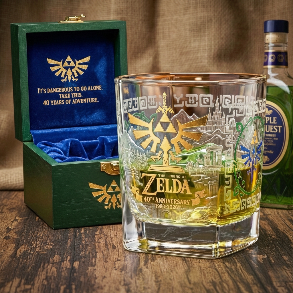 The Legend of Zelda 40th Anniversary Whiskey Glass