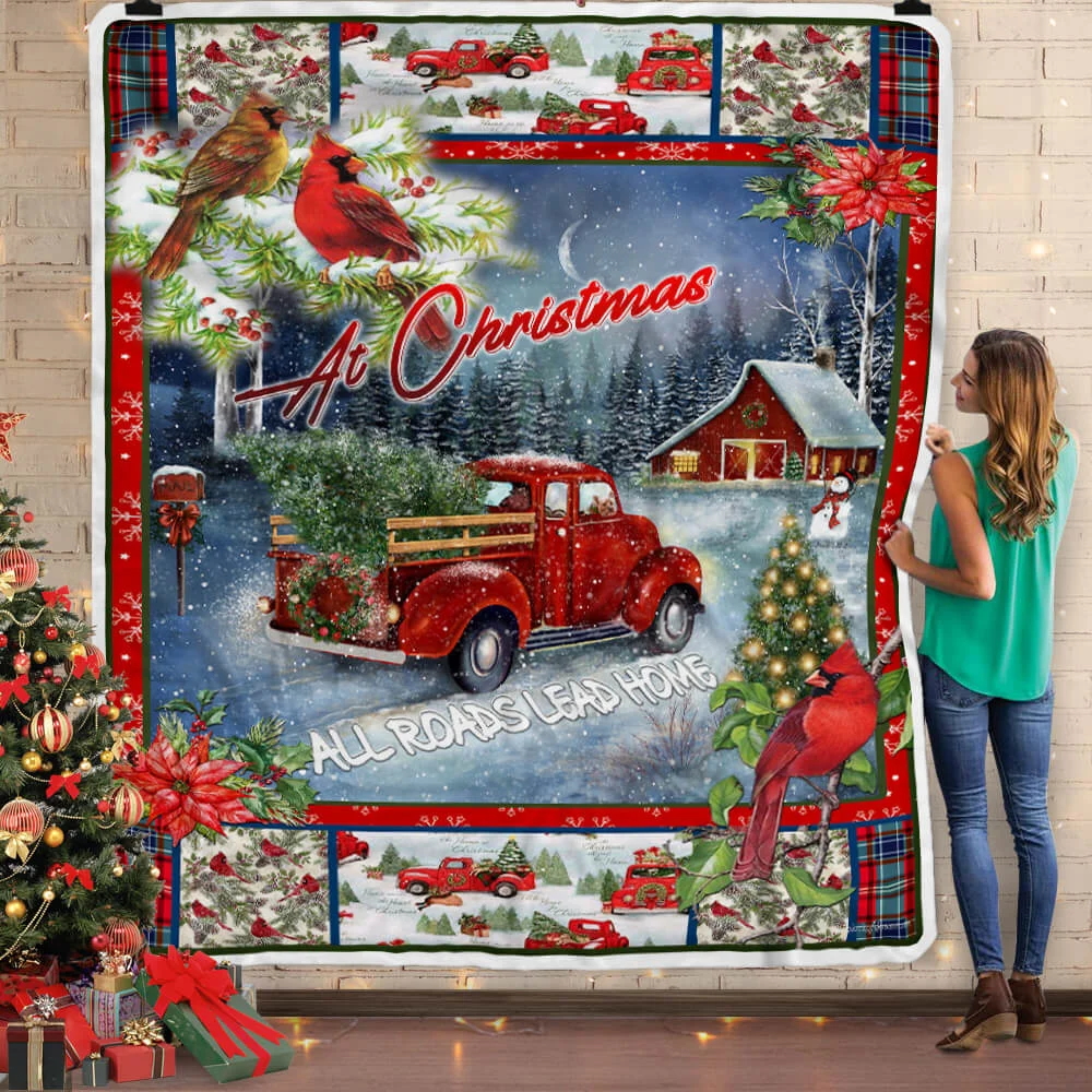 At Christmas All Roads Lead Home Sofa Throw Blanket