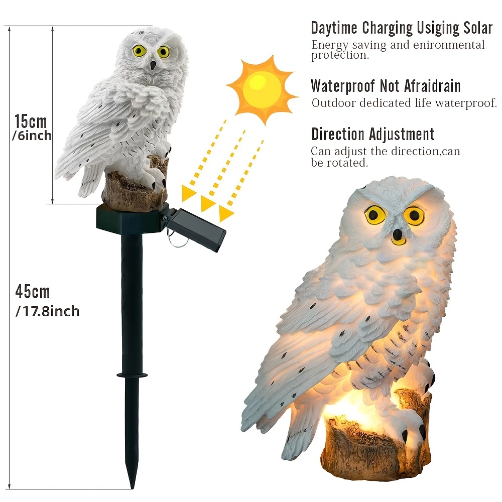 Owl Solar LED Lights, Solar Garden Lights Outdoor Decor, Resin Garden Waterproof Decorations