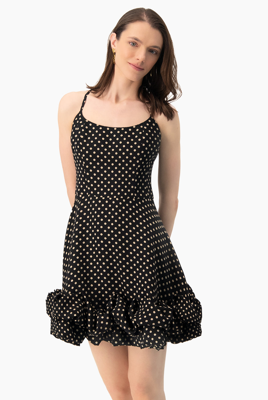 Vestido corto linea A con lunares